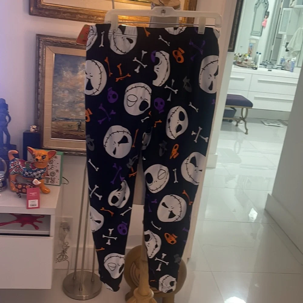 Disney The Nightmare Before Christmas Black/White/Orange "Bones"/PJ Pants - Picture 4 of 4